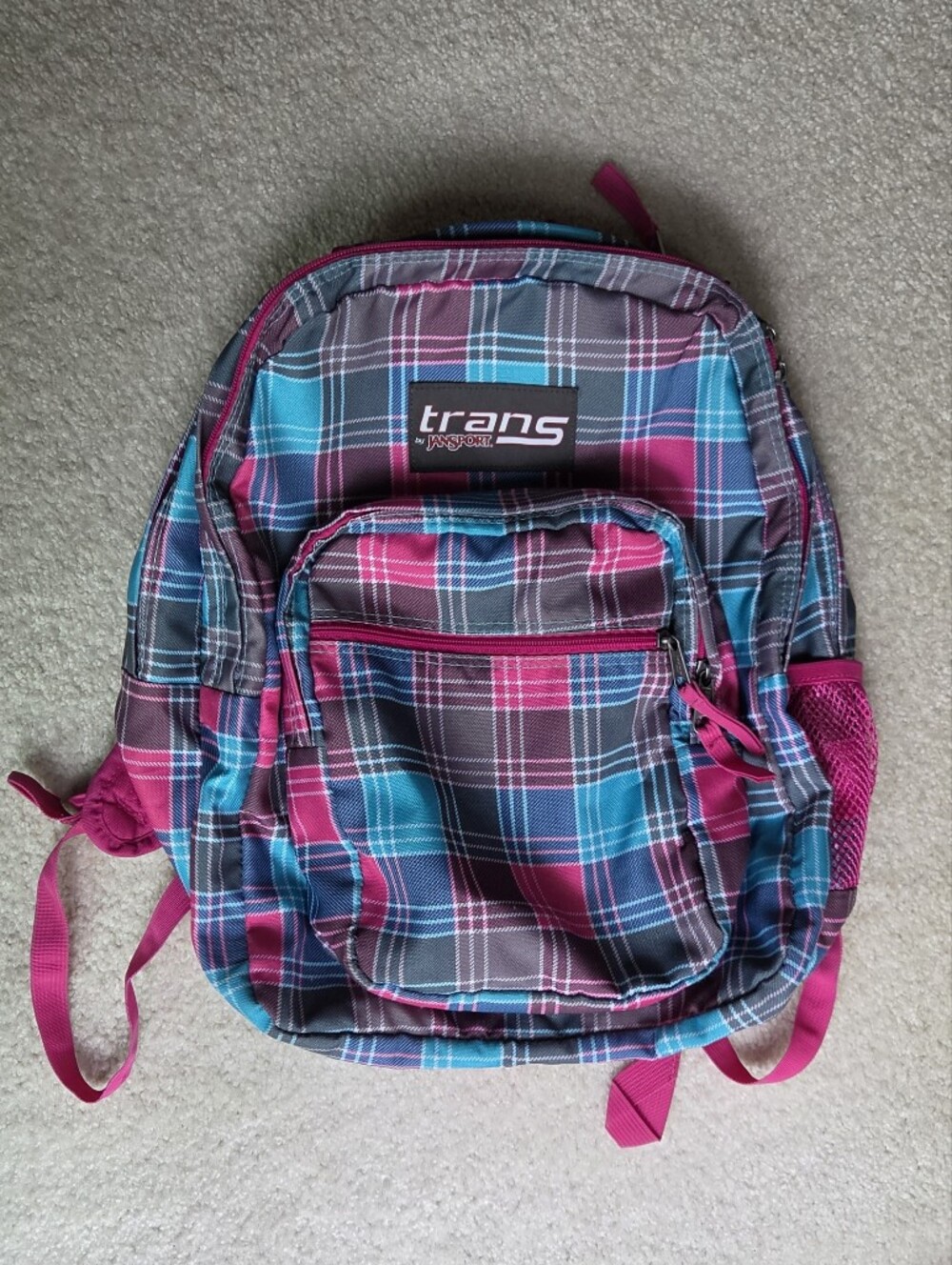 Jansport Plaid Pink Blue Backpack